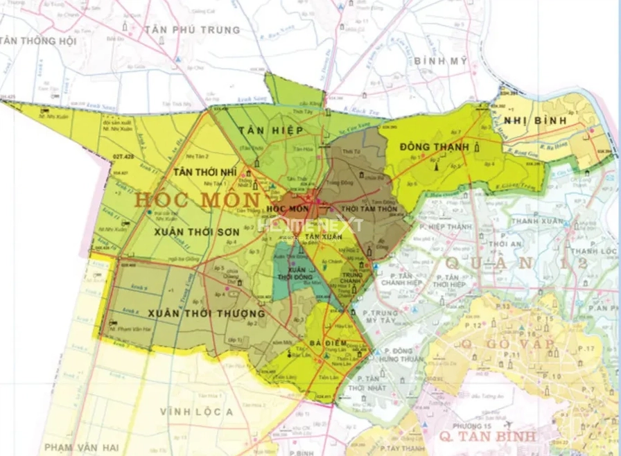 Bản đồ hành chính Huyện Hóc Môn TP.HCM