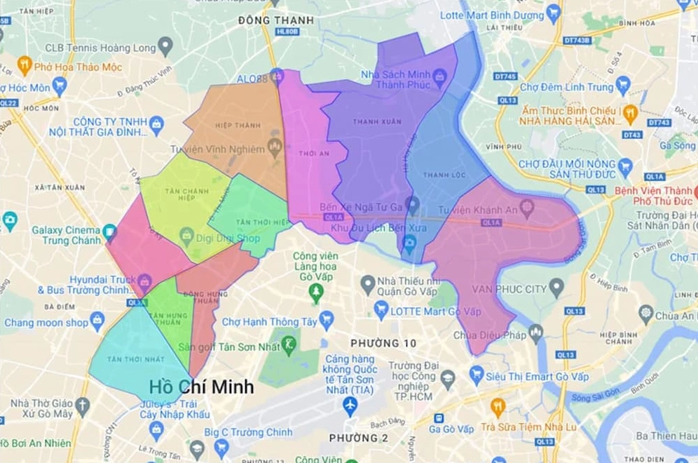 Bản đồ hành chính Quận 12 thành phố Hồ Chí Minh