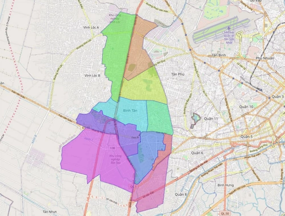 Bản đồ hành chính Quận Bình Tân thành phố Hồ Chí Minh