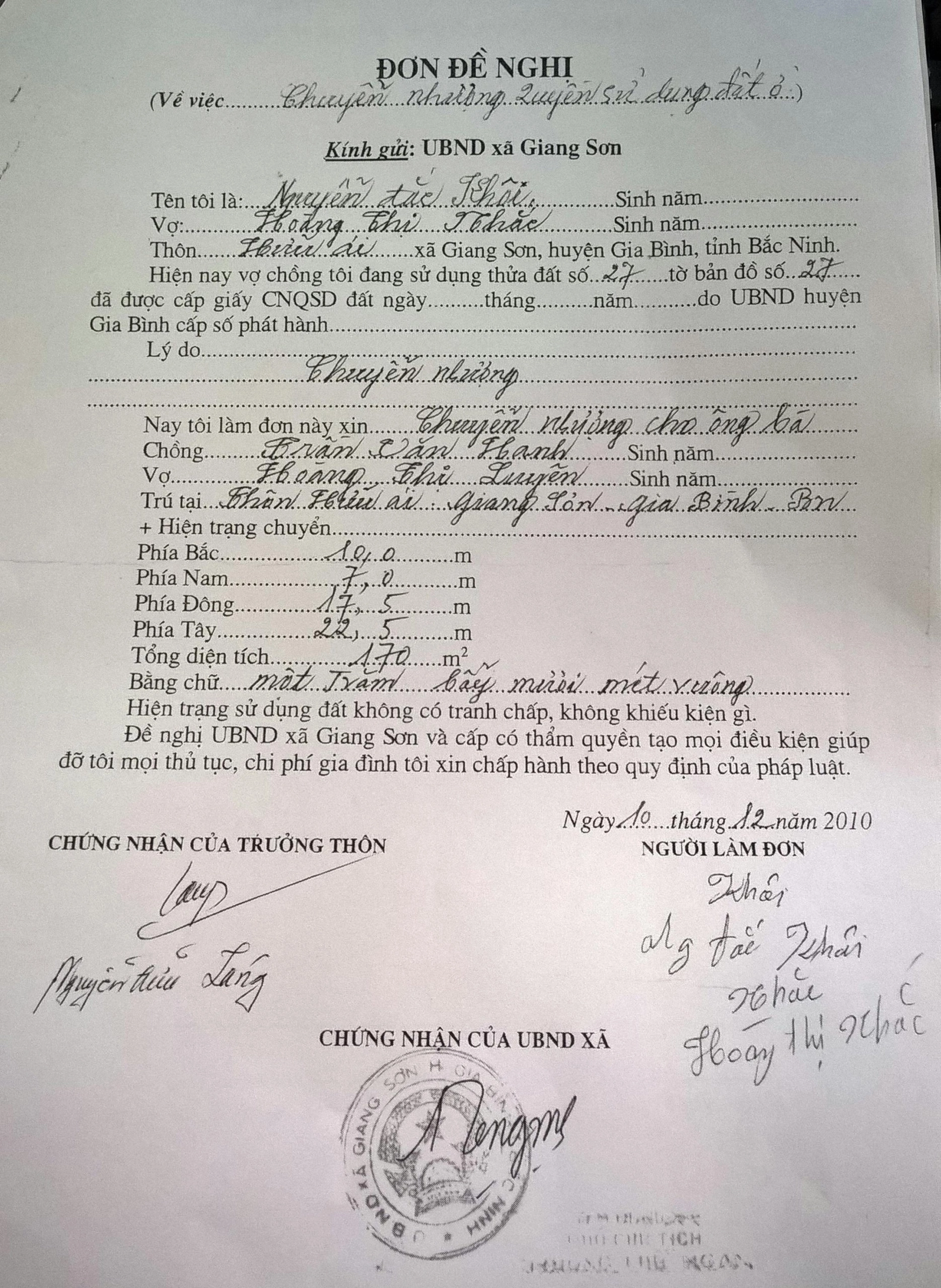 mẫu chuyển nhượng nhà đất viết tay