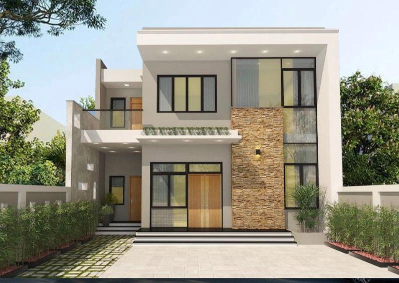 Mẫu nhà 2 tầng 80m2 hiện đại