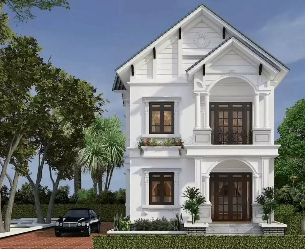 Mẫu nhà 2 tầng đẹp thiết kế mái Thái