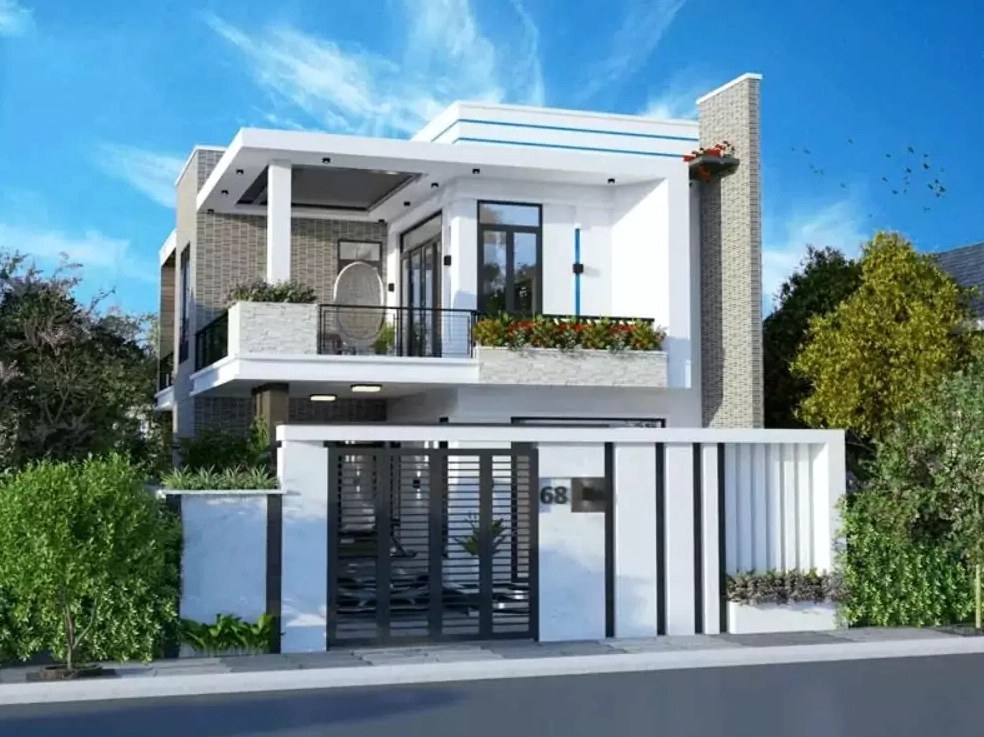 Mẫu nhà 2 tầng mái bằng dưới 1 tỷ