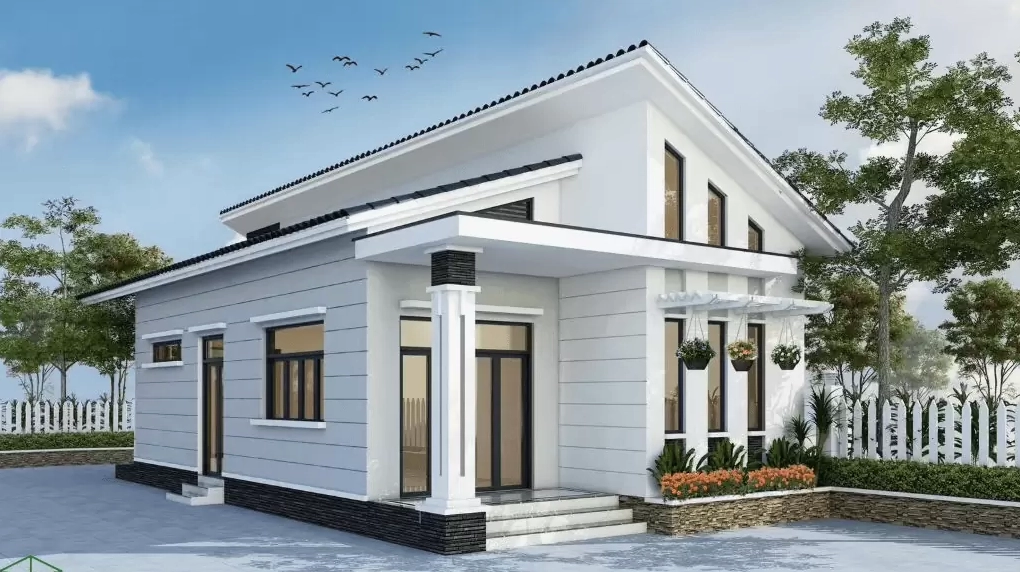 Mẫu nhà cấp 4 mái lệch đẹp 300 triệu