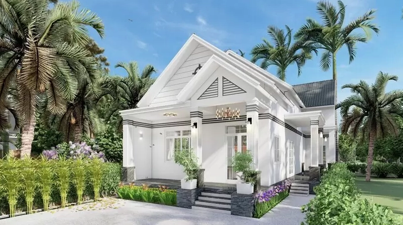 mẫu nhà cấp 4 nông thôn phong cách tân cổ điển ấn tượng