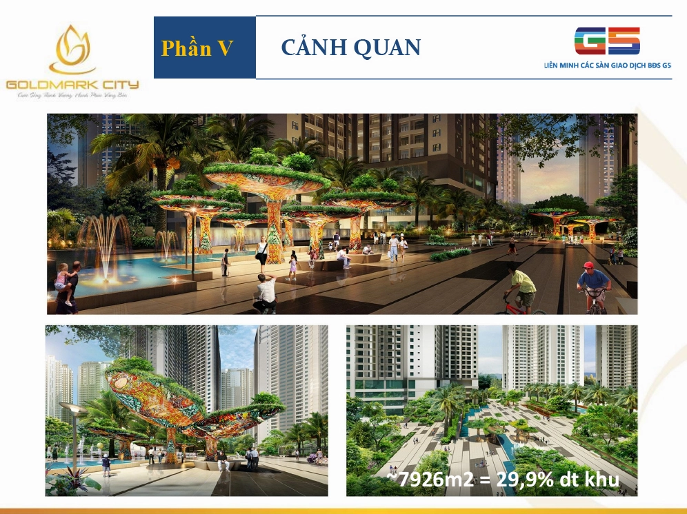 Một góc Goldmark City 136 Hồ Tùng Mậu với không gian xanh