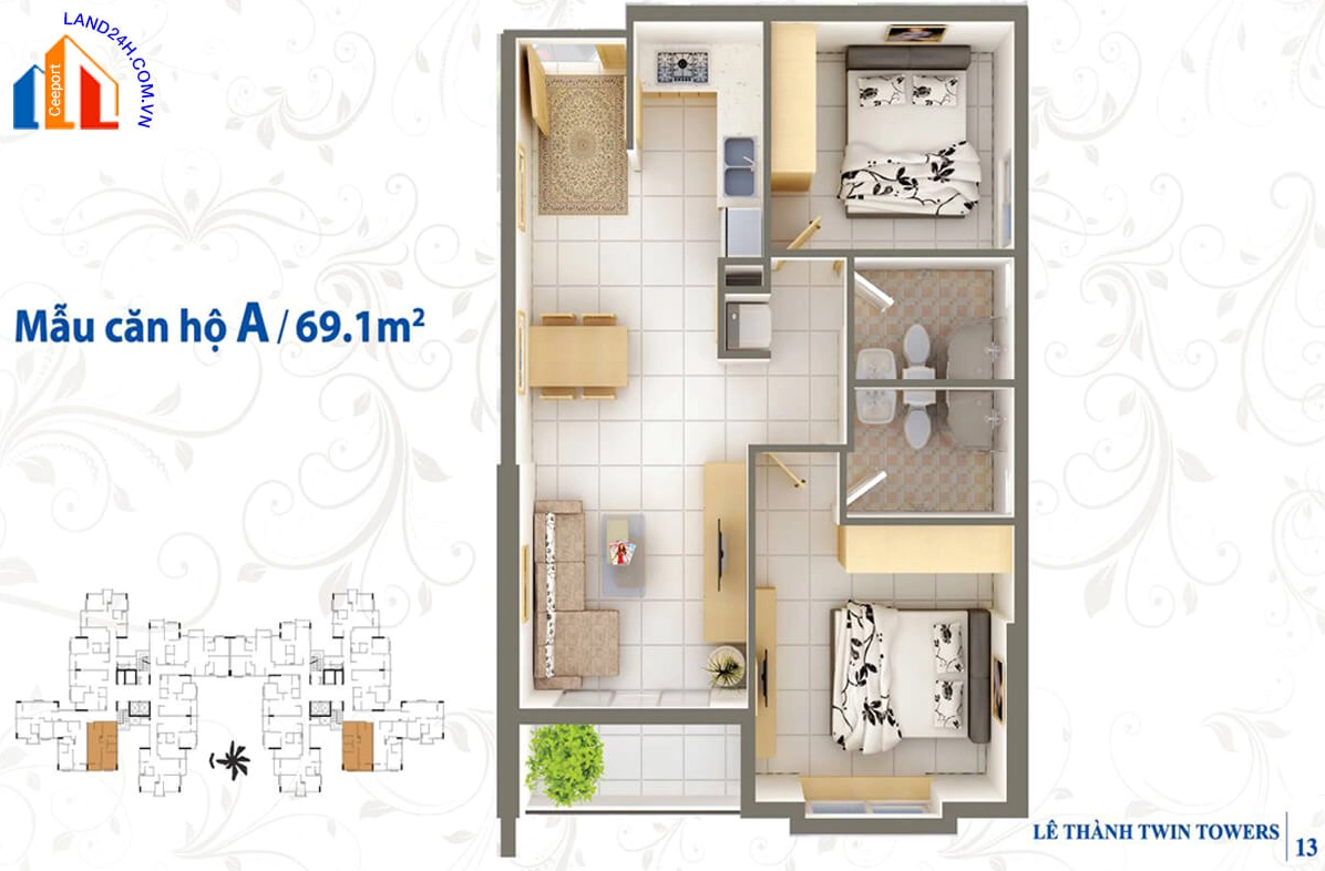 Thiết kế căn hộ A chung cư Lê Thành Mã Lò