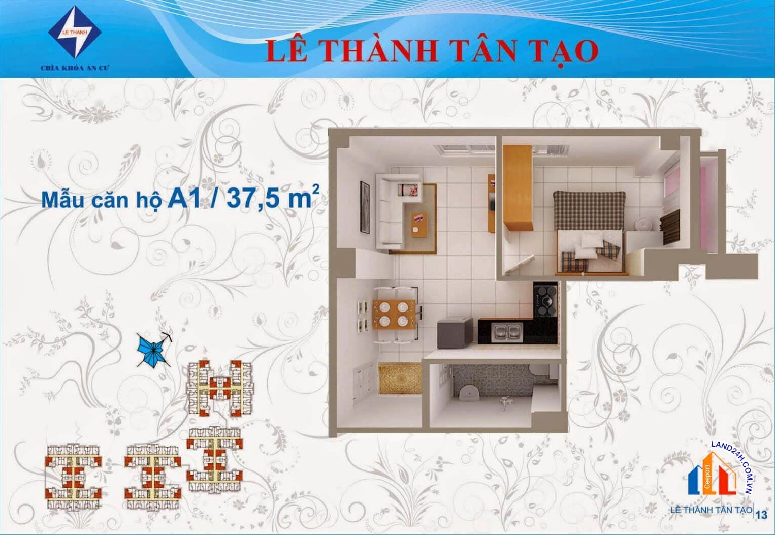 Thiết kế căn hộ A1 chung cư Lê Thành Tân Tạo