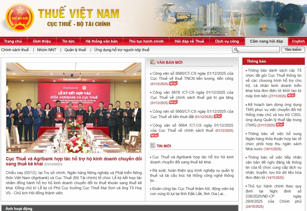 Tra cứu thuế đất online trên Cổng thông tin điện tử của Tổng cục thuế