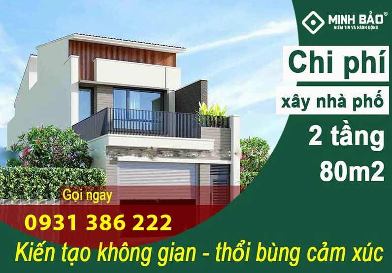 xây nhà phố 2 tầng 80m2